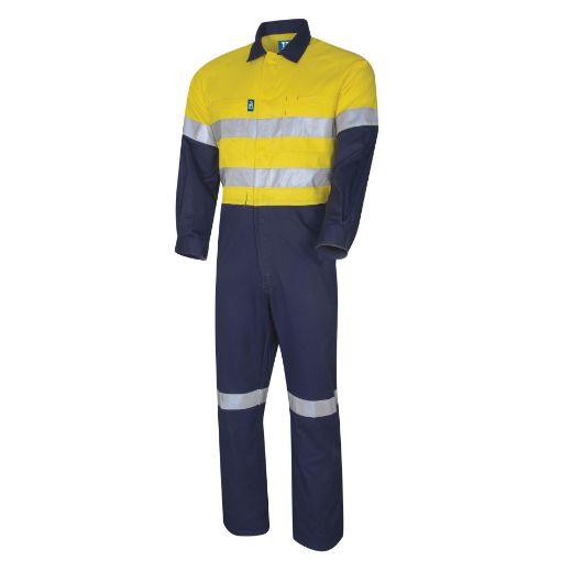 Picture of Light Weight 190gsm Two Tone Cotton Drill Coverall with 3M Two Hoop Reflective Tape